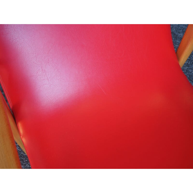 Fauteuil vintage en vinyle rouge, Danemark