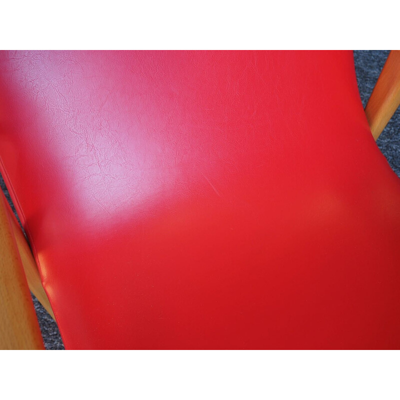 Vintage armchair in Red Vinyl, Denmark