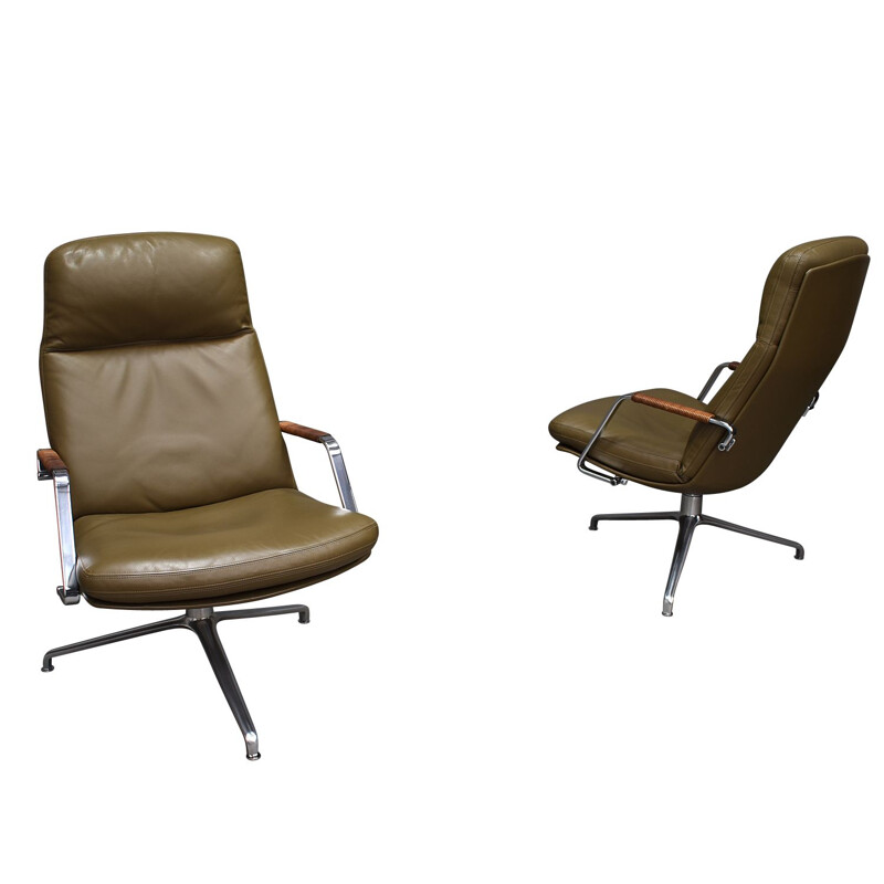 Pair of vintage FK-86 lounge chairs by Fabricus and Kastholm, 1968