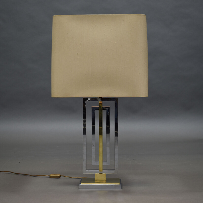 Lampada da tavolo vintage in ottone e cromo, 1970
