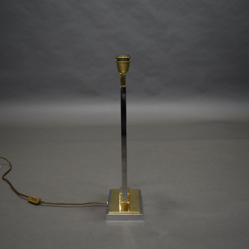 Lámpara de mesa vintage de latón y cromo, 1970