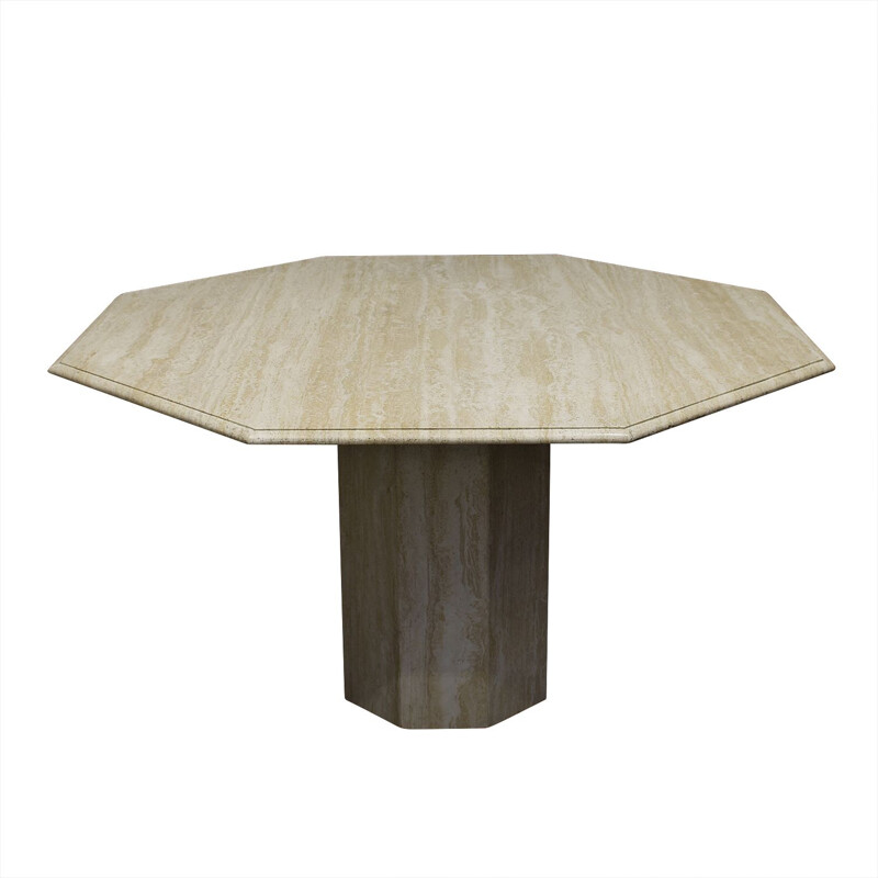 Vintage travertine marble table, Italy 1970