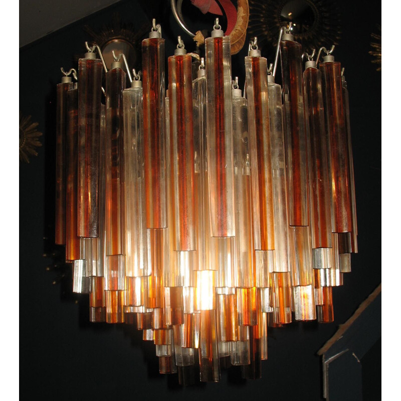 Vintage crystal glass chandelier by Venini Murano 1970