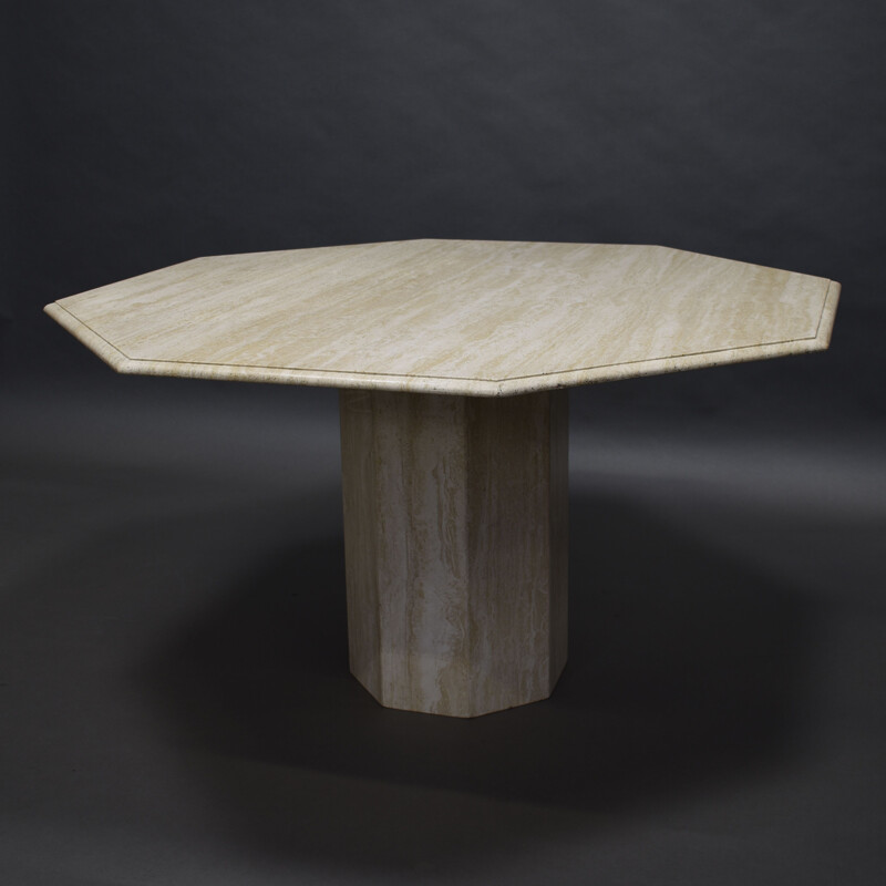 Vintage travertine marble table, Italy 1970