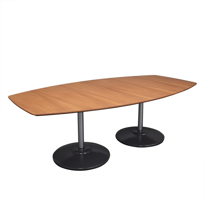 Table de conférence vintage en aluminium, acier et hêtre par Vico Magistretti pour Fritz Hansen, 2001