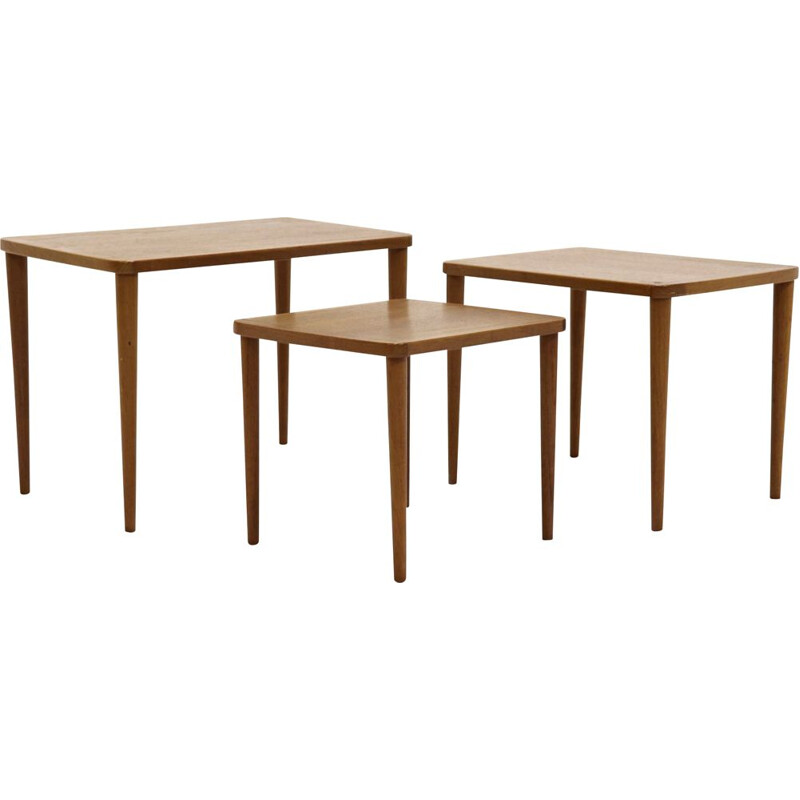 Set of 3 teak vintage nesting tables, 1960s