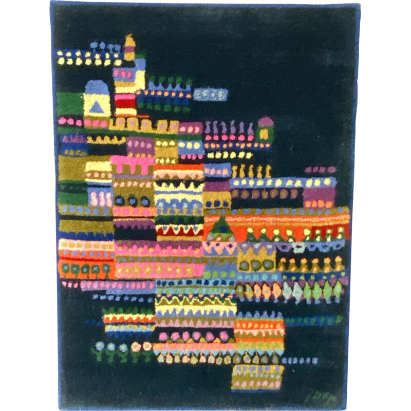 Tapis mural vintage en laine conçu par la Schwabinger Künstlerkollektion München, 1960