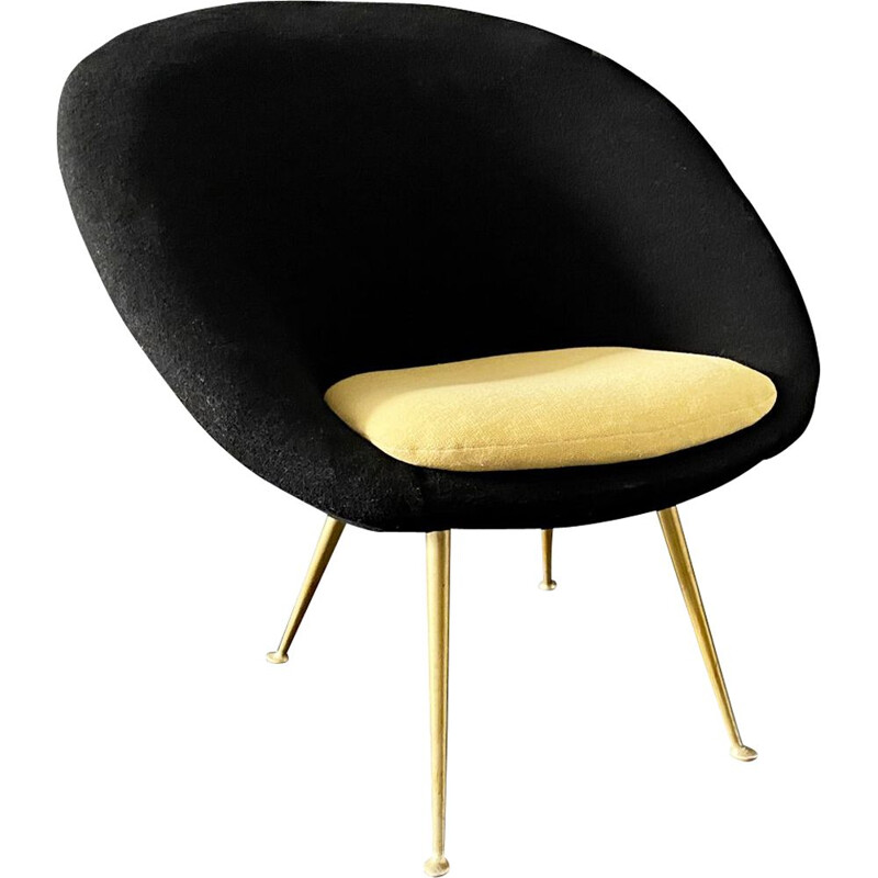 Vintage black and gold cocktail chair, Italy, 1950