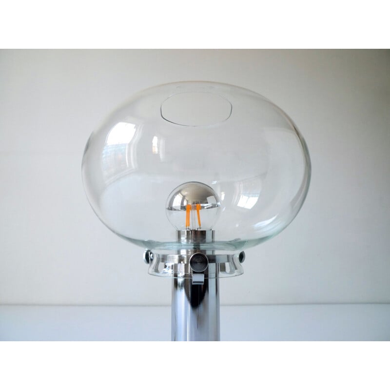 Glass and chrome globe table lamp, 1970