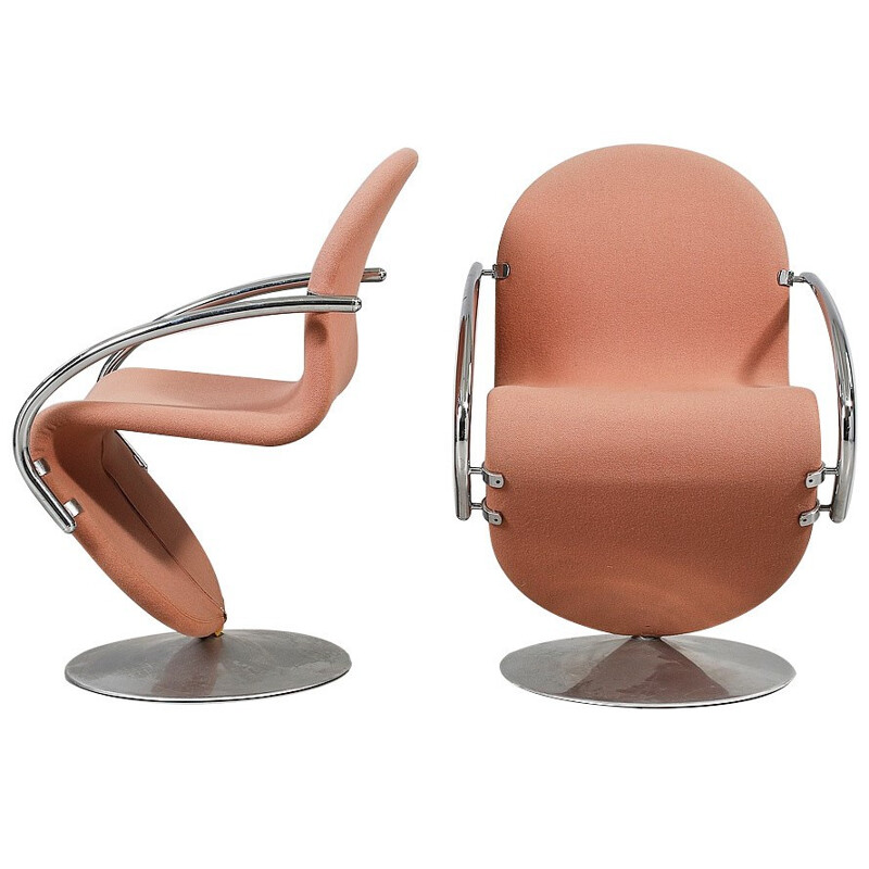 Conjunto de 4 cadeiras Fritz Hansen em metal e tecido, Verner PANTON - 1970