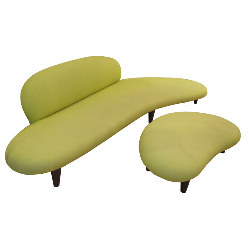 Vitra freeform sofa in green fabric, Isamu NOGUCHI - post 2000