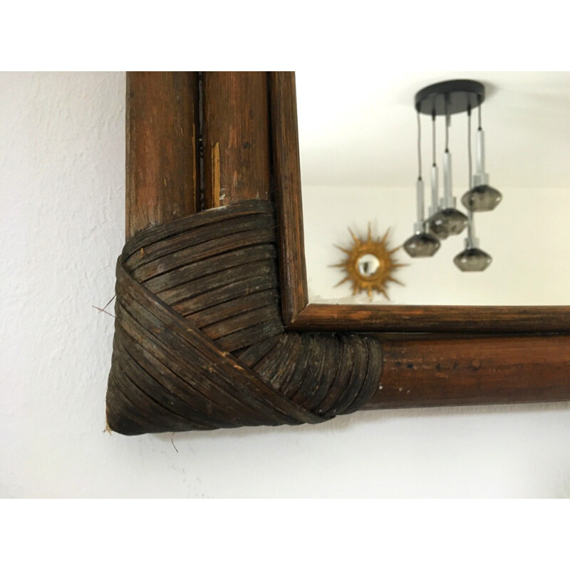 Vintage bamboo mirror 1970