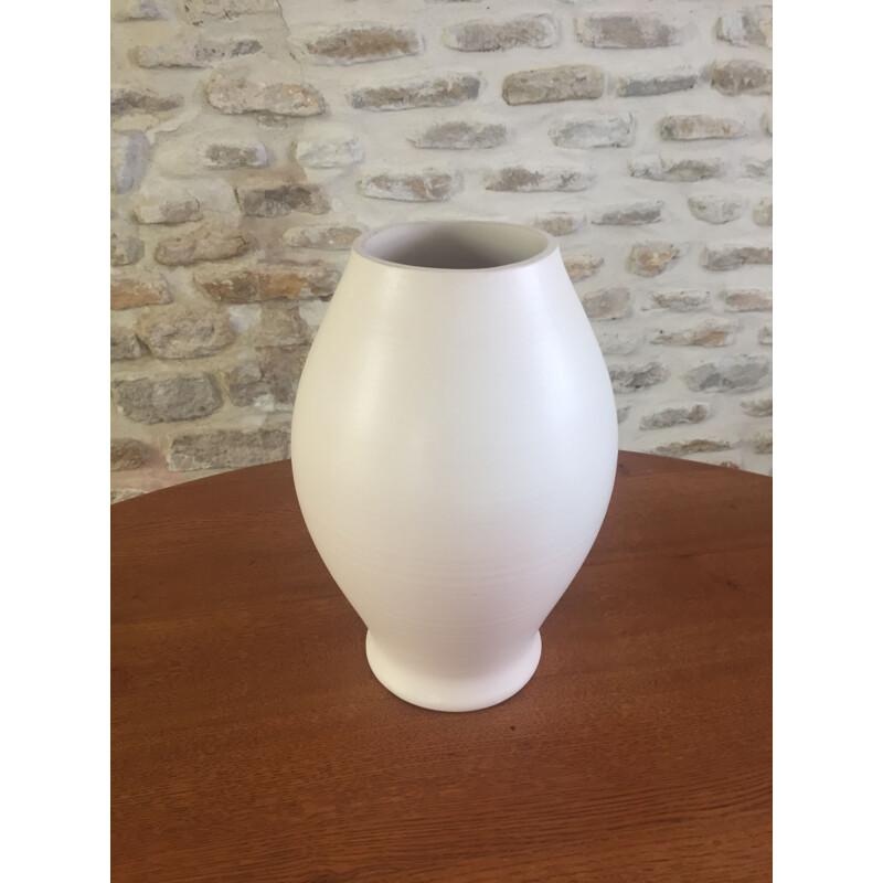 Vintage white vase by Pol Chambost