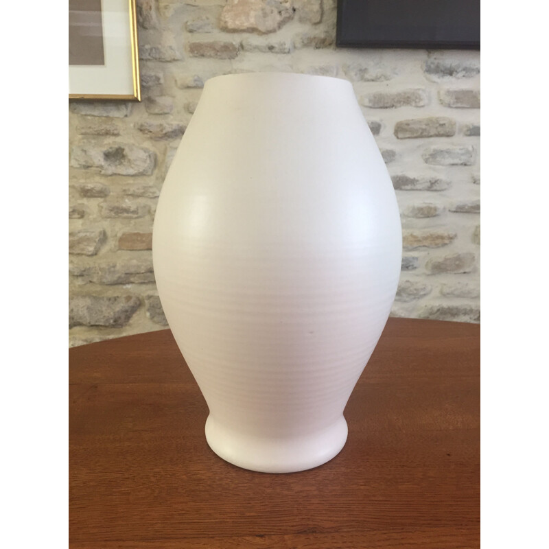 Vintage white vase by Pol Chambost