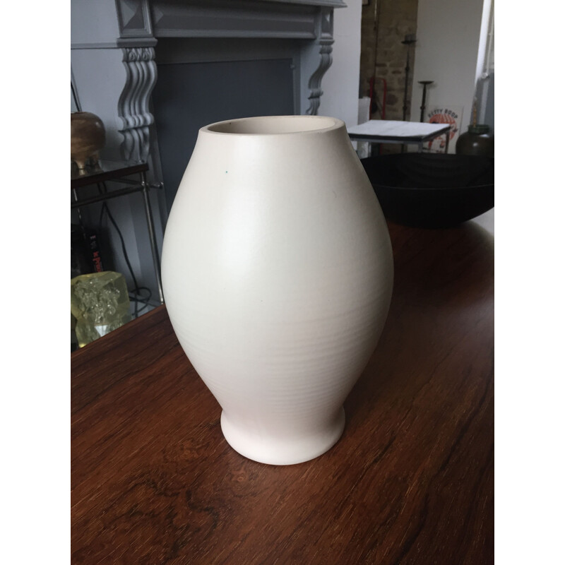 Vintage white vase by Pol Chambost