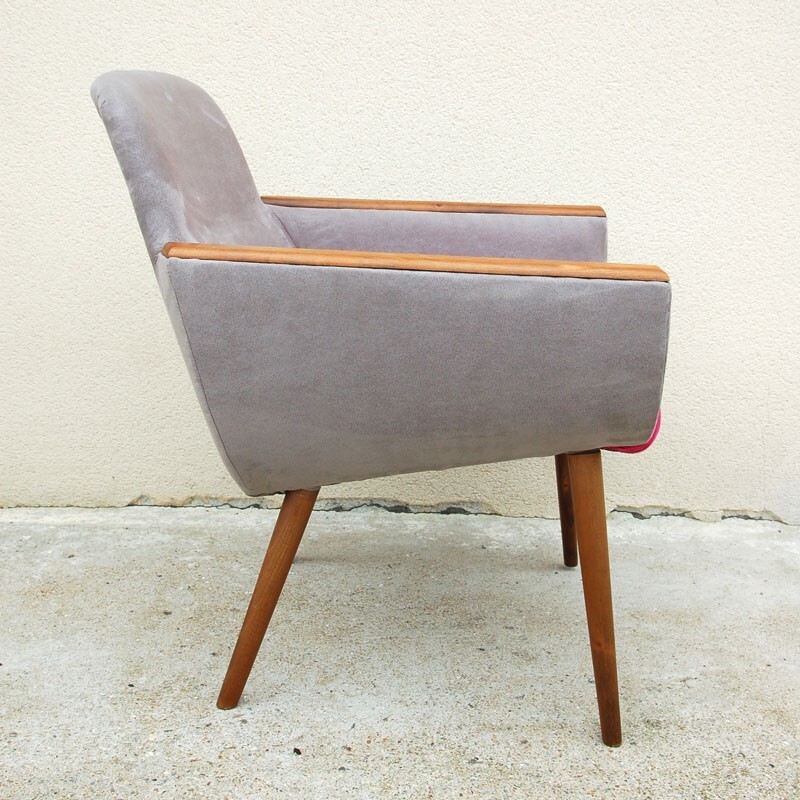Vintage grey and pink armchair - 1960s