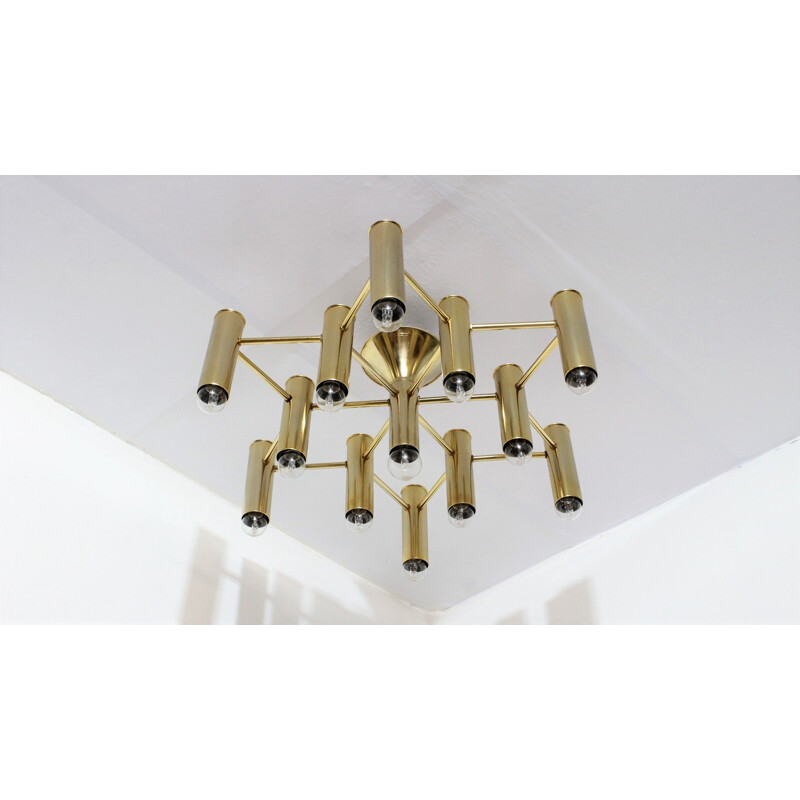 Brass vintage Sciolari chandelier, 1970s