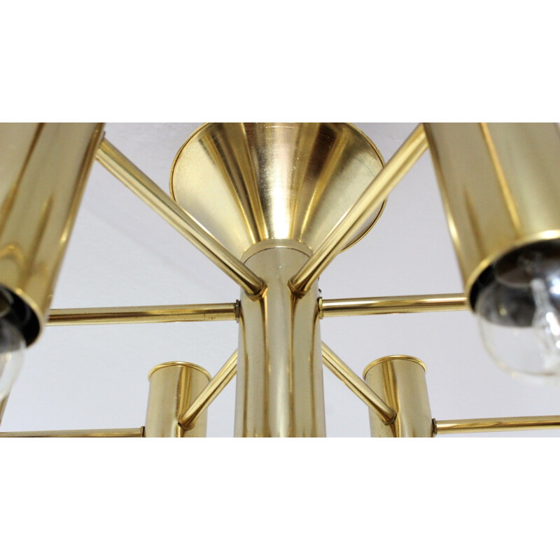 Brass vintage Sciolari chandelier, 1970s