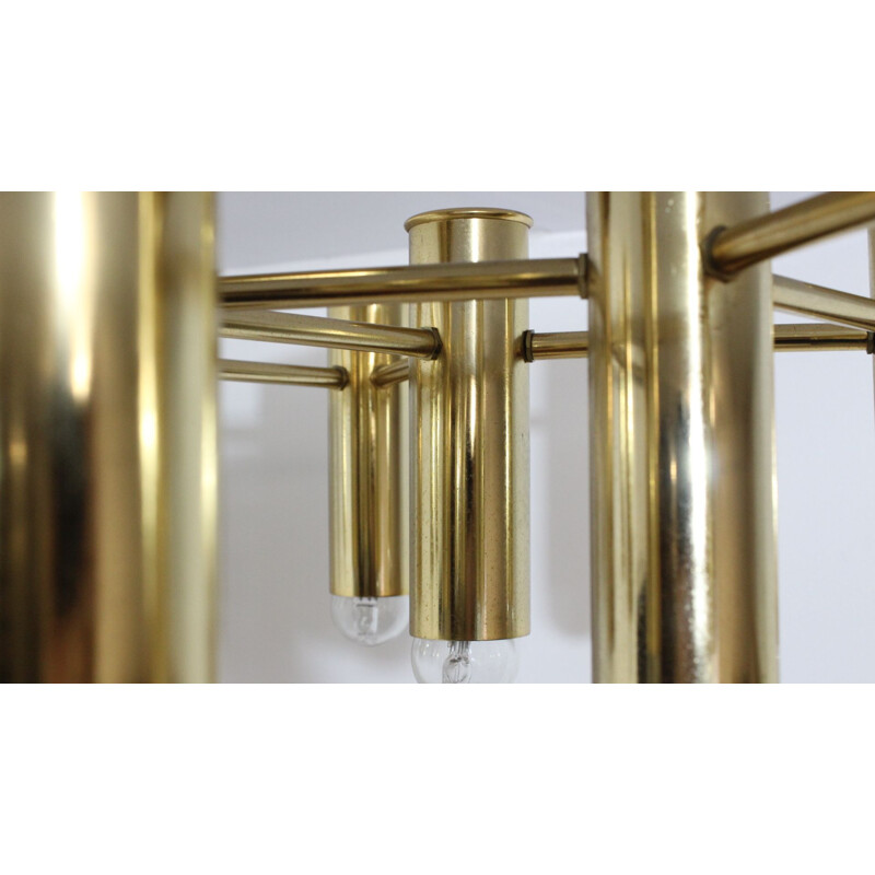 Brass vintage Sciolari chandelier, 1970s