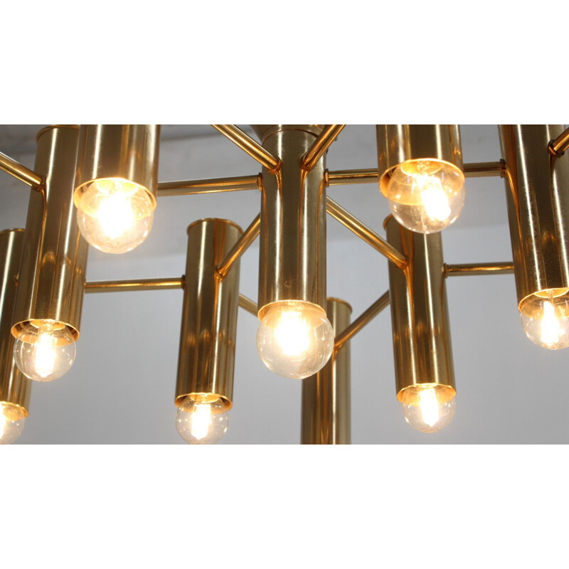 Brass vintage Sciolari chandelier, 1970s