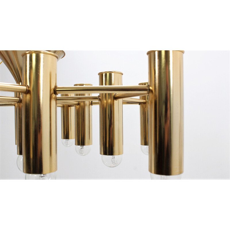 Brass vintage Sciolari chandelier, 1970s