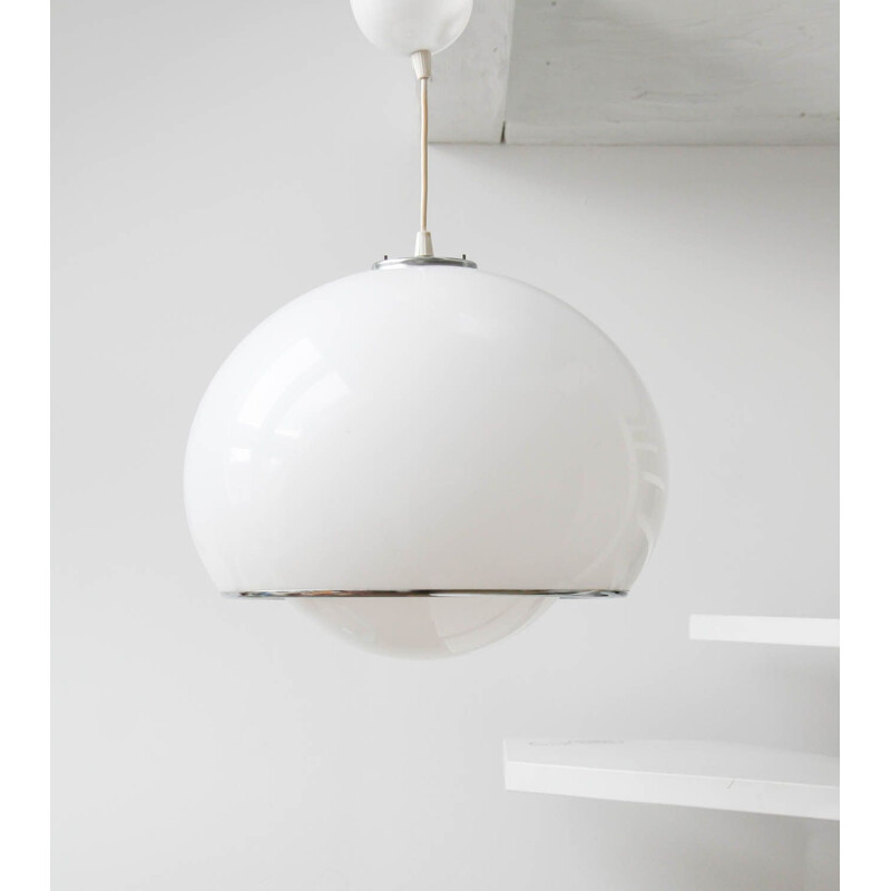 White vintage pendant lamp from Harvey Guzzini for Meblo