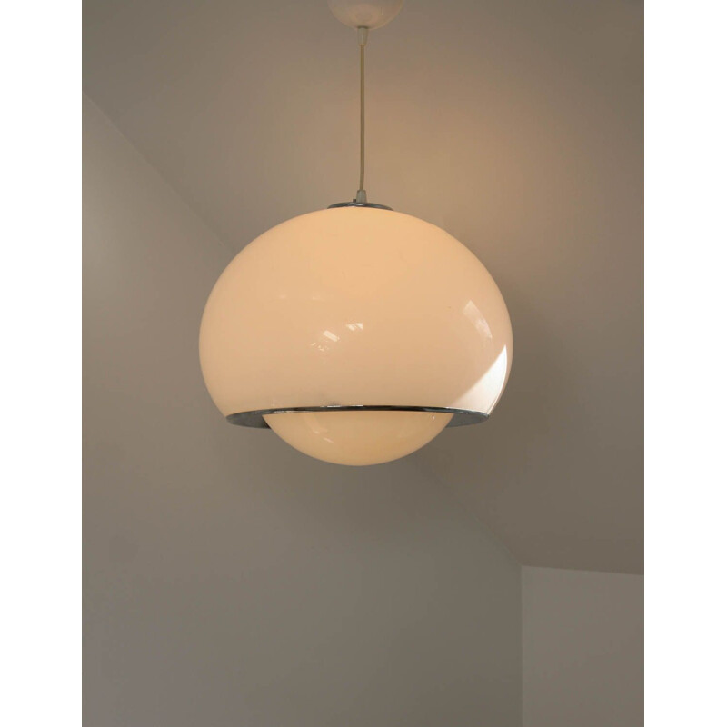 White vintage pendant lamp from Harvey Guzzini for Meblo