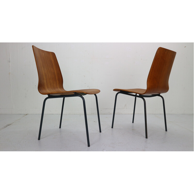 Pair of teak vintage dining chairs 