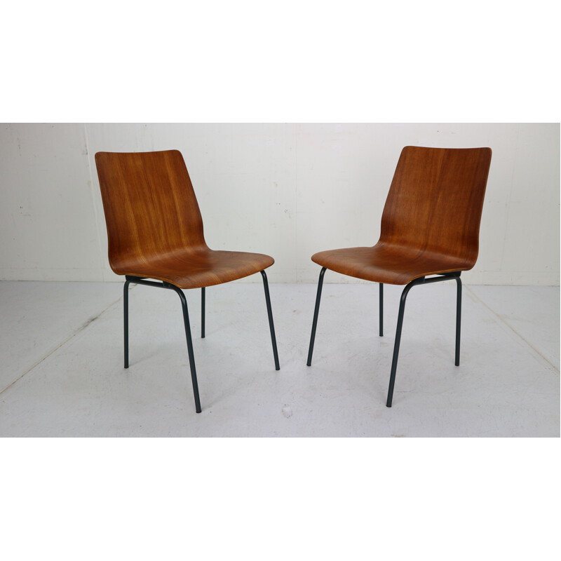 Pair of teak vintage dining chairs 