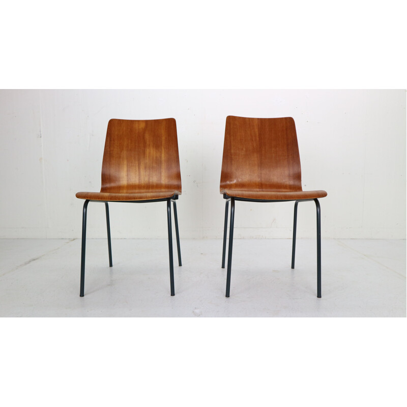 Pair of teak vintage dining chairs 