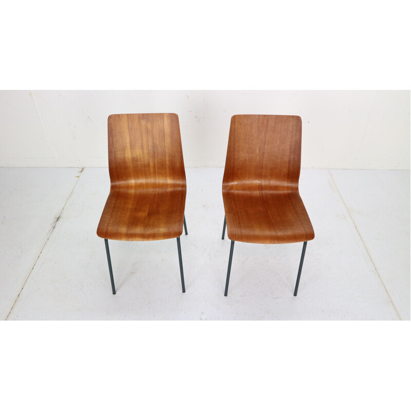 Pair of teak vintage dining chairs 