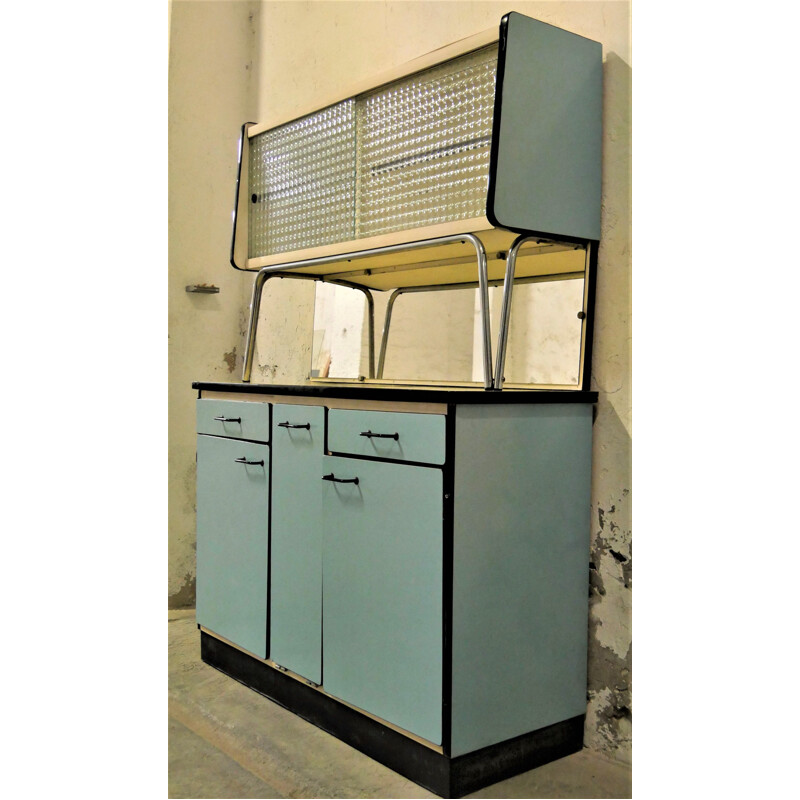 Vintage blue formica kitchen cabinet, 1950