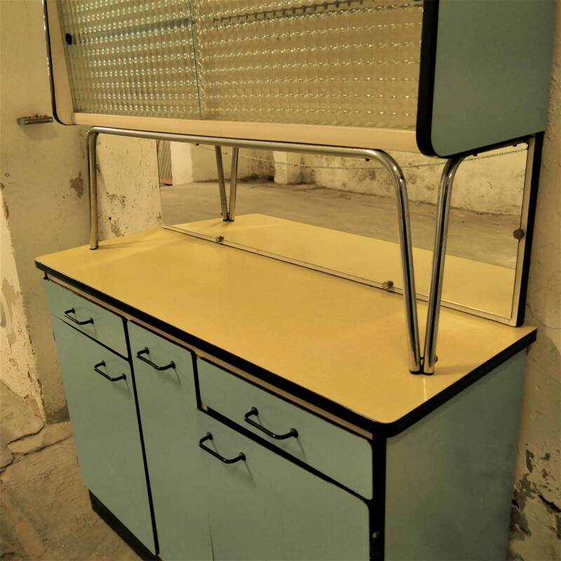 Vintage blue formica kitchen cabinet, 1950