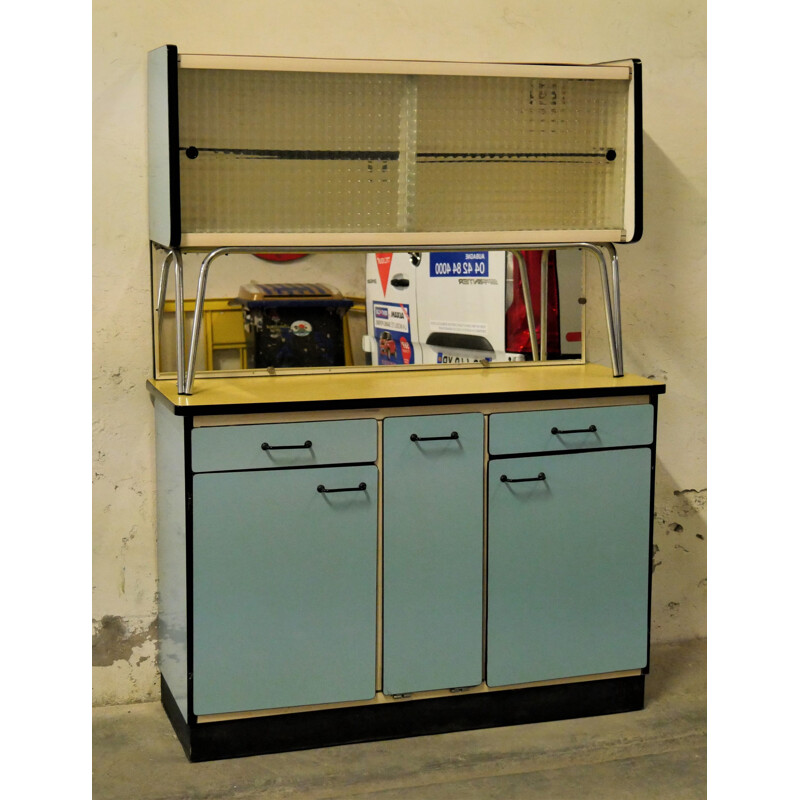 Vintage blue formica kitchen cabinet, 1950