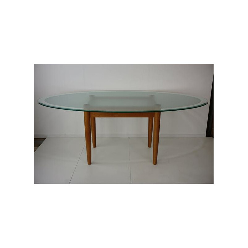 Vintage dining set with glass top, 1980