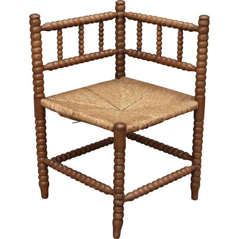 chaise d'angle vintage en bois de chêne, 1940