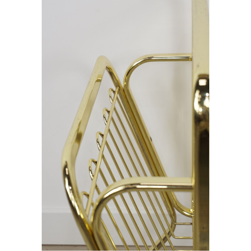 Vintage brass and metal magazine rack, 1970s