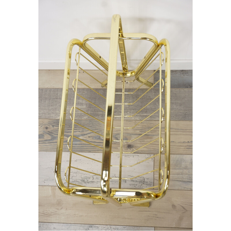 Vintage brass and metal magazine rack, 1970s