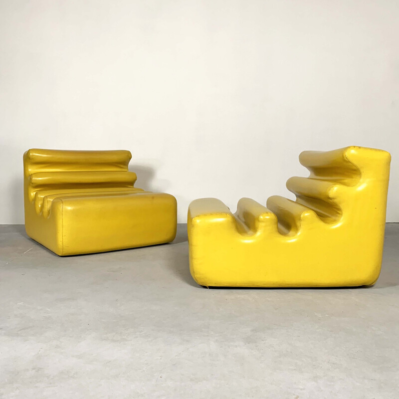 Vintage yellow "Karelia" armchairs  by Liisi Beckmann for Zanotta, 1970s