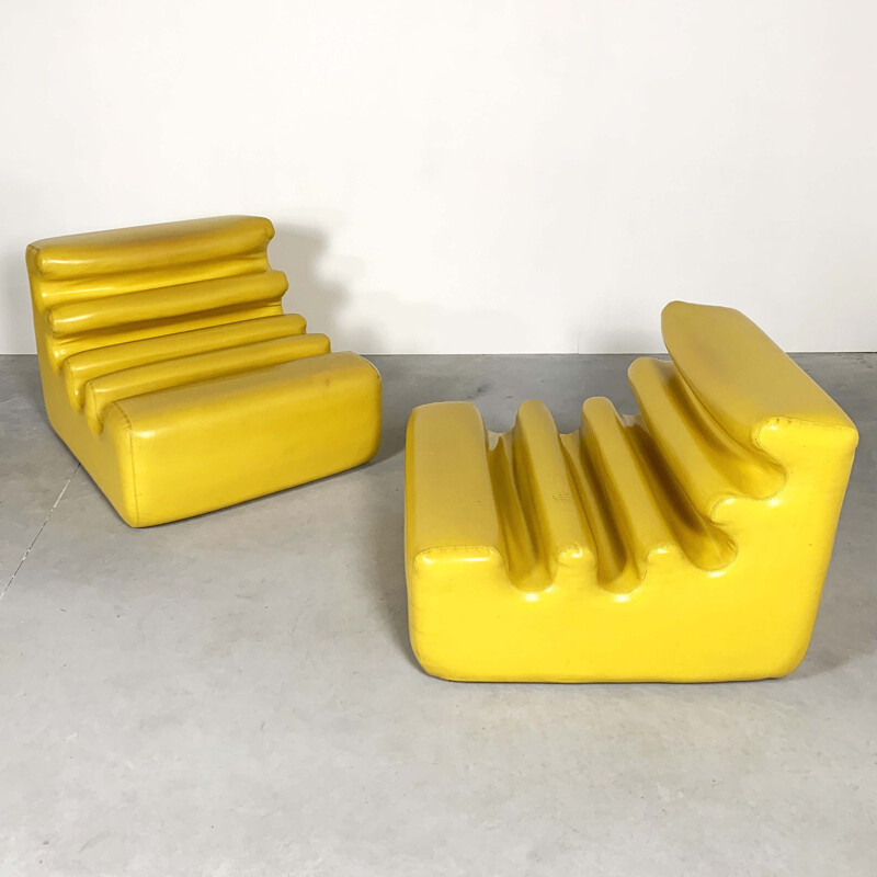 Vintage yellow "Karelia" armchairs  by Liisi Beckmann for Zanotta, 1970s