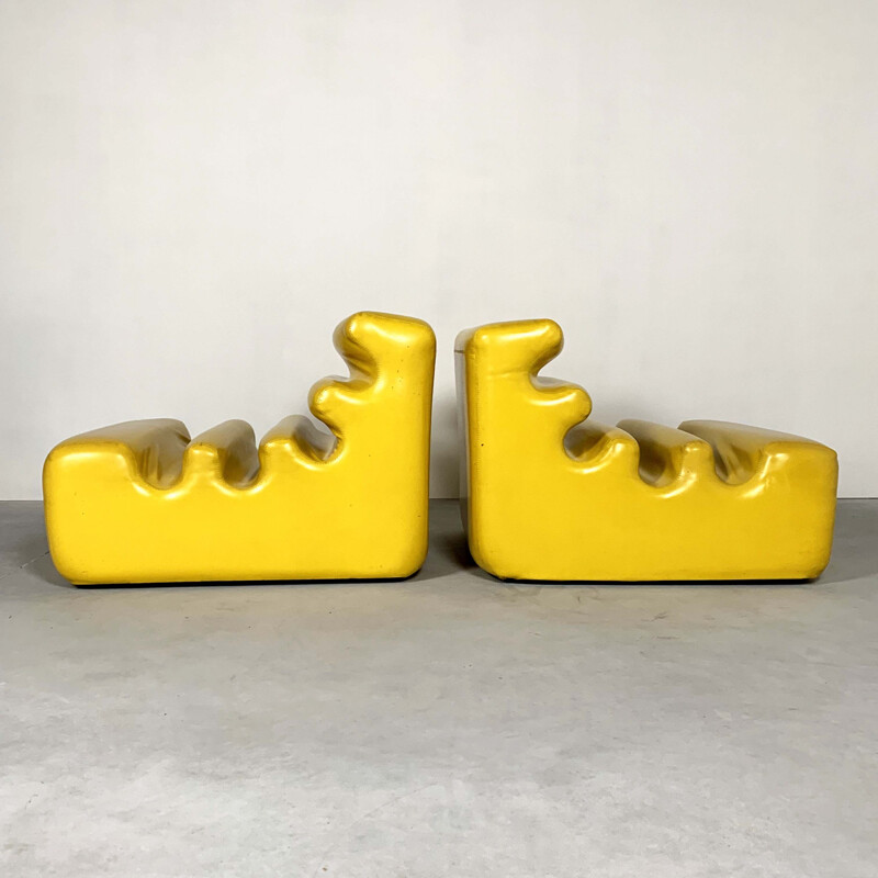 Vintage yellow "Karelia" armchairs  by Liisi Beckmann for Zanotta, 1970s