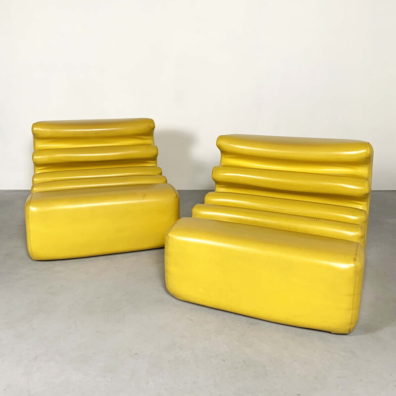 Vintage yellow "Karelia" armchairs  by Liisi Beckmann for Zanotta, 1970s