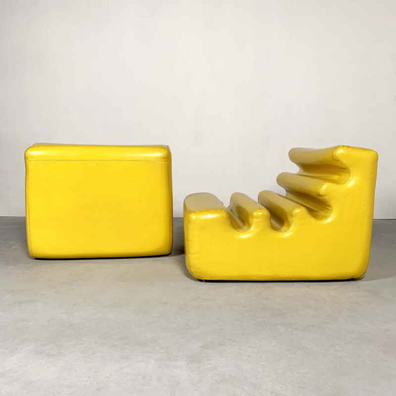 Vintage yellow "Karelia" armchairs  by Liisi Beckmann for Zanotta, 1970s