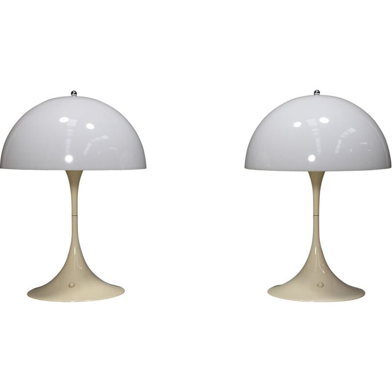 Pair of vintage Panthella tables lamps by Verner Panton for Louis Poulsen, Denmark, 1971