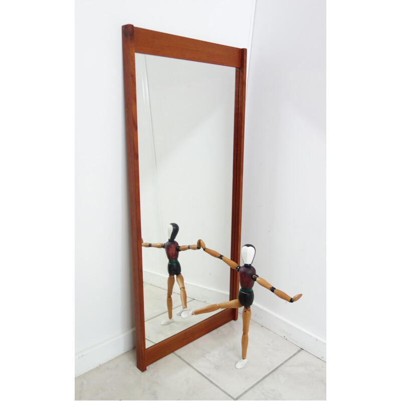 Vintage teak frame mirror by Holmer and Hansen, 1960s