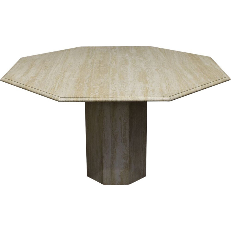 Vintage travertine marble table, Italy 1970