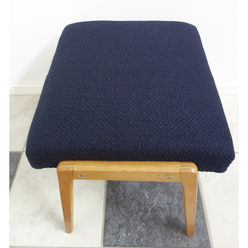 Vintage dark blue footstool, 1960s