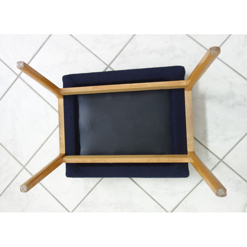 Vintage dark blue footstool, 1960s