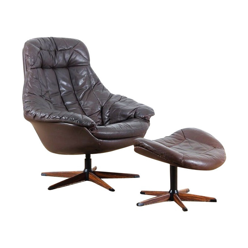 Scandinavian leather armchair, Henry WALTER KLEIN - 1970s