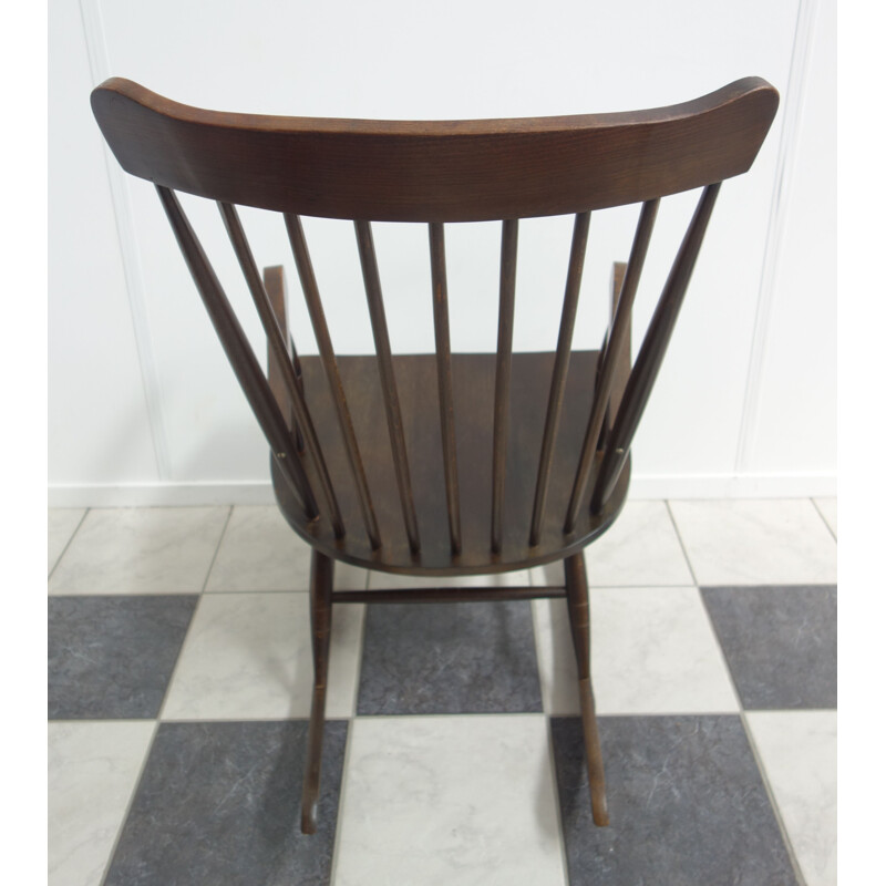 Rocking chair vintage en bois brun, 1970
